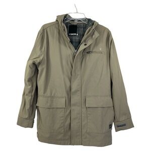 LINKSOUL MEN’S HOODED COAT FULL ZIP BUTTON UP LONG SLEEVE JACKET SZ M